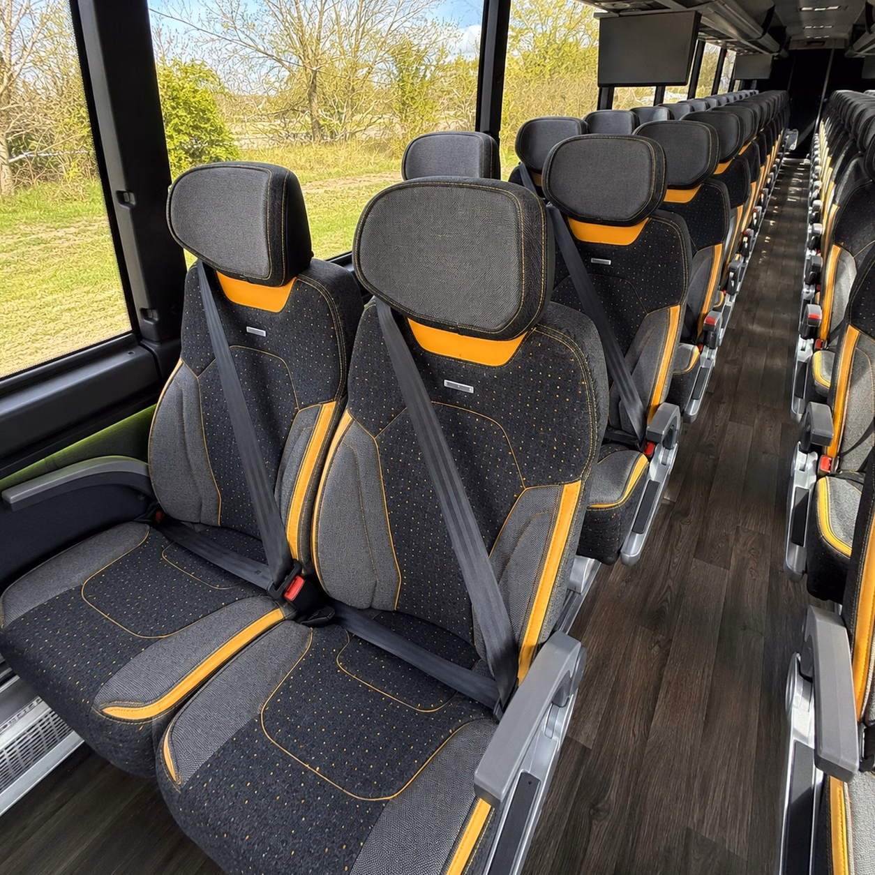 56 passenger charter bus inside